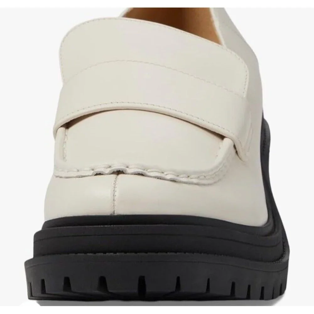 Michael Kors Rocco Block Heeled Loafer Leather LT Cream 9.5 - Picture 3 of 7